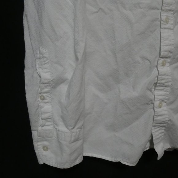 OLD NAVY | Slim Fit | large | 100% Cotton | Textured White Button-Up Dress Shirt - Picture 6 of 16